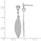 FJC Finejewelers 925 Sterling Silver Hand Made Rhodium Plated Leaf Post Dangle Earrings 39 x 7 mm