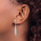 FJC Finejewelers 925 Sterling Silver Hand Made Rhodium Plated Leaf Post Dangle Earrings 39 x 7 mm