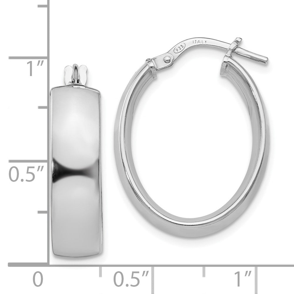 FJC Finejewelers 925 Sterling Silver Rhodium Plated Oval Hoop Earrings 23 x 7 mm