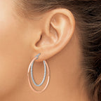FJC Finejewelers 925 Sterling Silver Rose-tone Bright Cut Hoop Earrings 36 x 38 mm