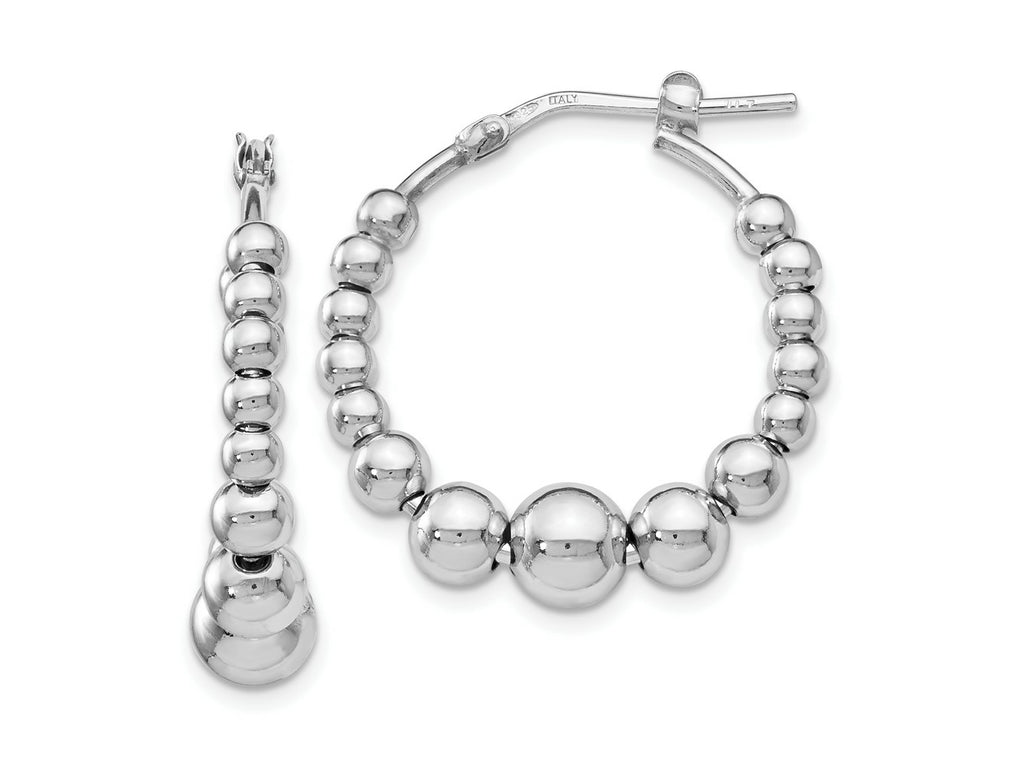 FJC Finejewelers 925 Sterling Silver Polished Beaded Hoop Earrings 26 x 13 mm