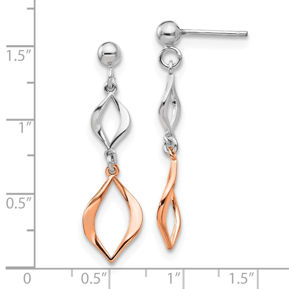 FJC Finejewelers 925 Sterling Silver and Rose-tone Dangle Earrings 37 x 9 mm