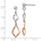 FJC Finejewelers 925 Sterling Silver and Rose-tone Dangle Earrings 37 x 9 mm