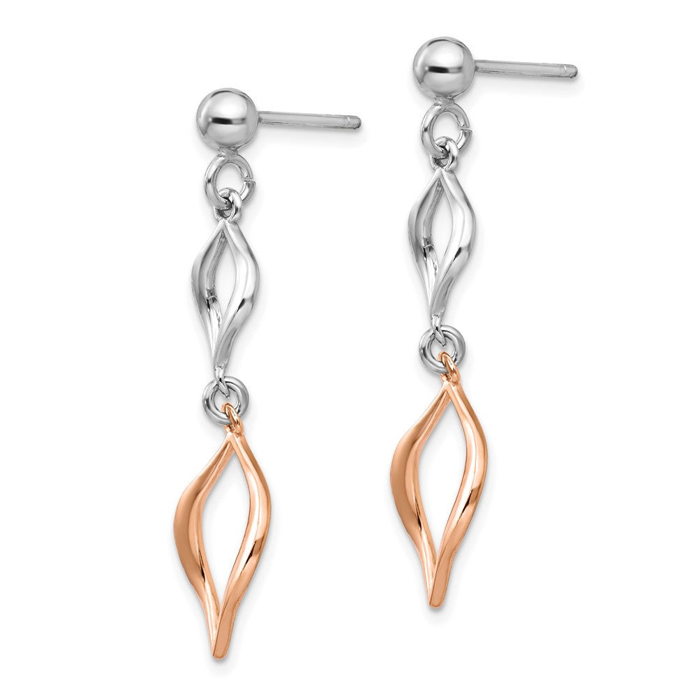 FJC Finejewelers 925 Sterling Silver and Rose-tone Dangle Earrings 37 x 9 mm