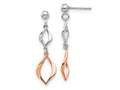 FJC Finejewelers 925 Sterling Silver and Rose-tone Dangle Earrings 37 x 9 mm