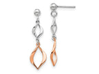 FJC Finejewelers 925 Sterling Silver and Rose-tone Dangle Earrings 37 x 9 mm