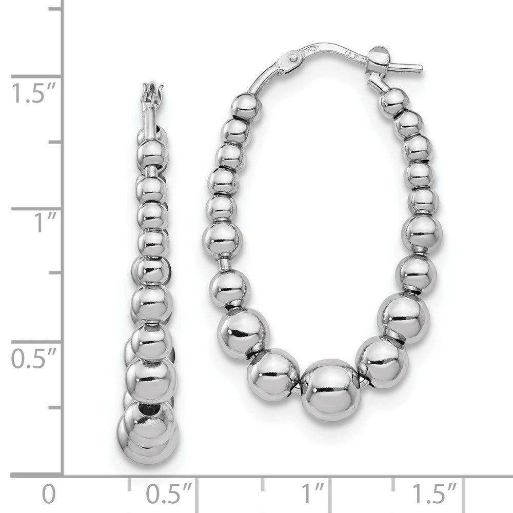 FJC Finejewelers 925 Sterling Silver Polished Beaded Hoop Earrings 36 x 22 mm