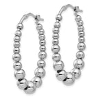 FJC Finejewelers 925 Sterling Silver Polished Beaded Hoop Earrings 36 x 22 mm
