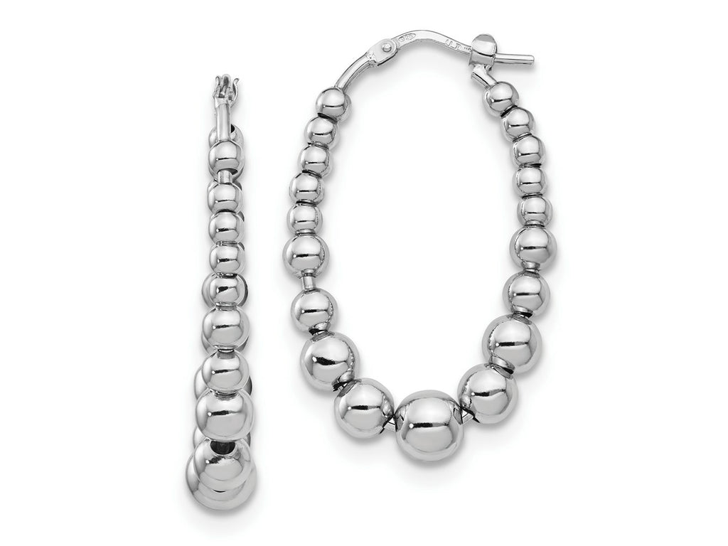 FJC Finejewelers 925 Sterling Silver Polished Beaded Hoop Earrings 36 x 22 mm