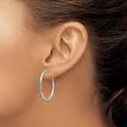 FJC Finejewelers 925 Sterling Silver Hoop Rhod Radiant Essence Bright Cut Post Dangle Earrings 30 x 30 mm