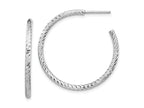 FJC Finejewelers 925 Sterling Silver Hoop Rhod Radiant Essence Bright Cut Post Dangle Earrings 30 x 30 mm