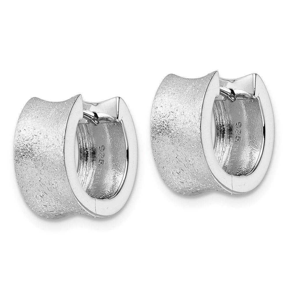 FJC Finejewelers 925 Sterling Silver d Bright Cut Brushed Huggie Hoop Earrings 13 x 14 mm