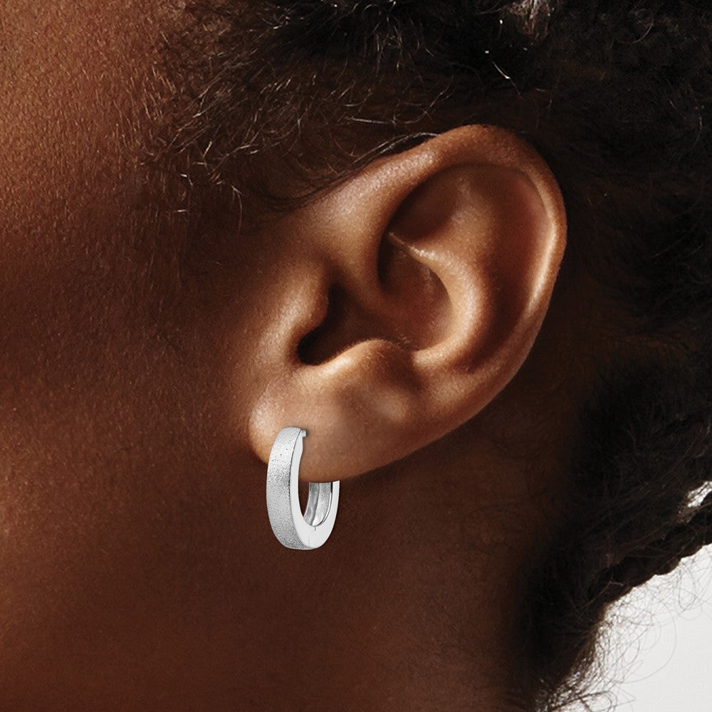 FJC Finejewelers 925 Sterling Silver Radiant Essence d Bright Cut Brushed Oval Hoop Earrings 15 x 12 mm