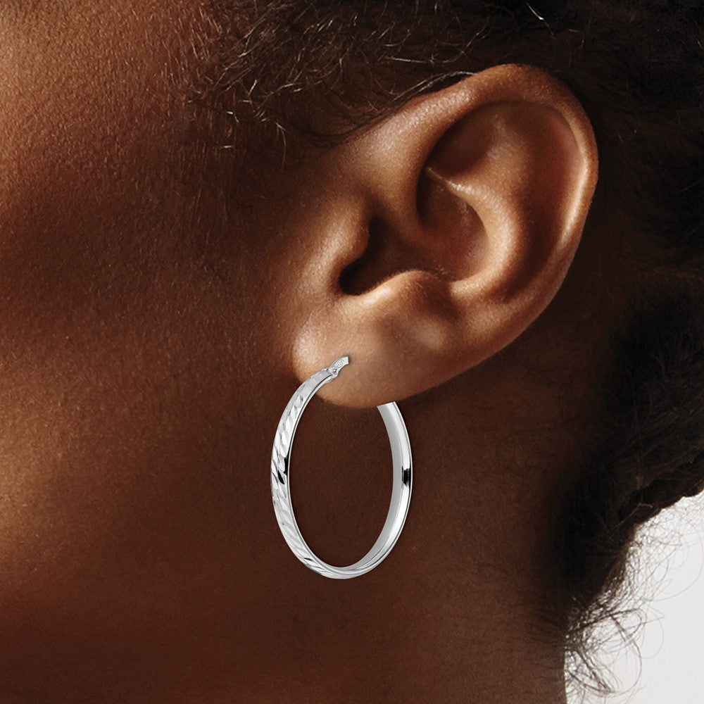 FJC Finejewelers 925 Sterling Silver d Polished Bright Cut Hoop Earrings 30 x 28 mm