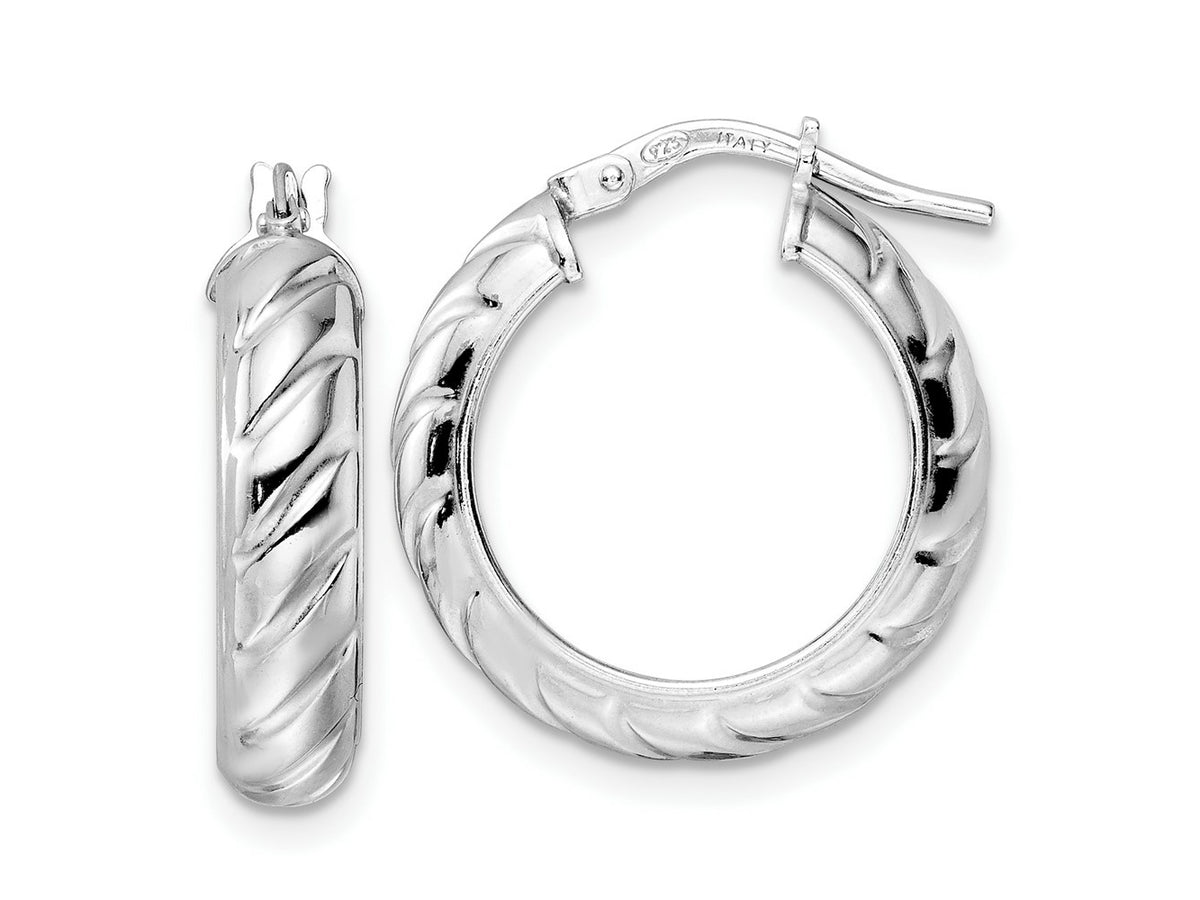 FJC Finejewelers 925 Sterling Silver d Polished Textured Hoop Earrings 21 x 19 mm