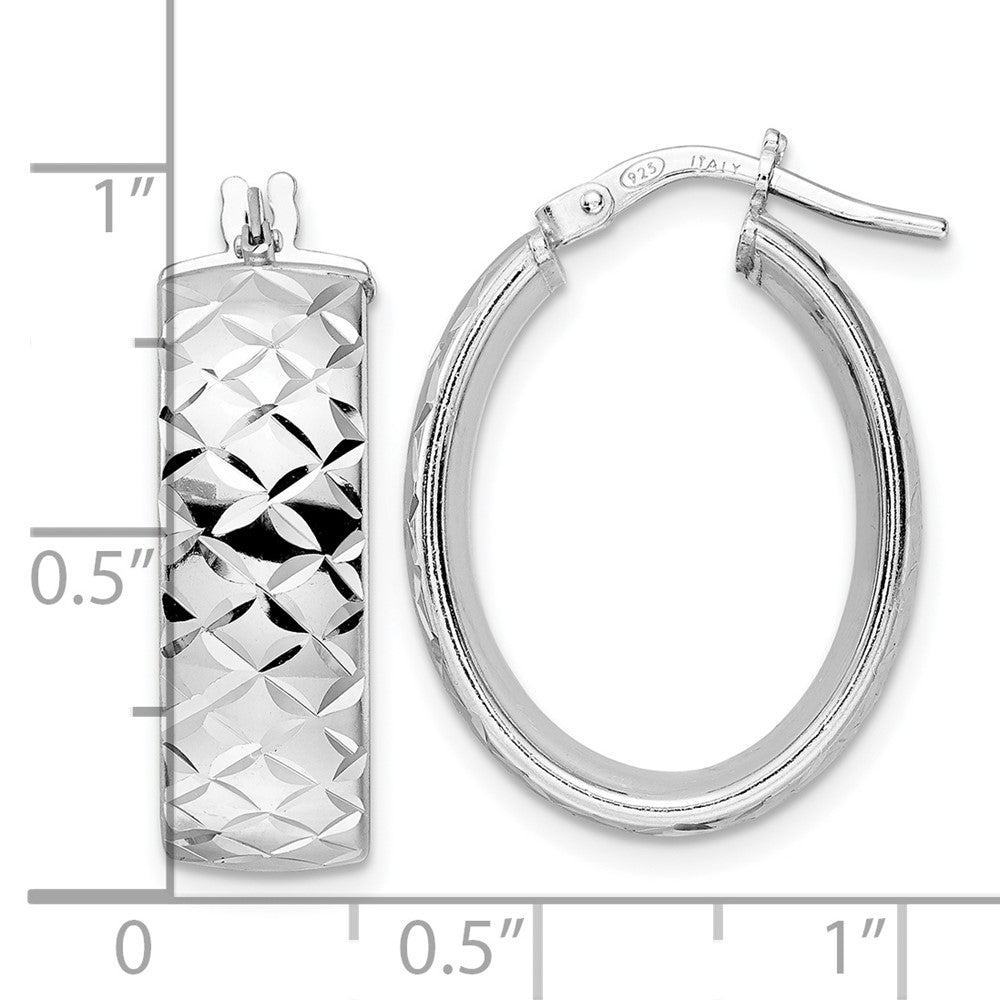 FJC Finejewelers 925 Sterling Silver d Polished Bright Cut Oval Hoop Earrings 24 x 17 mm