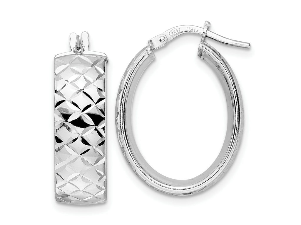 FJC Finejewelers 925 Sterling Silver d Polished Bright Cut Oval Hoop Earrings 24 x 17 mm