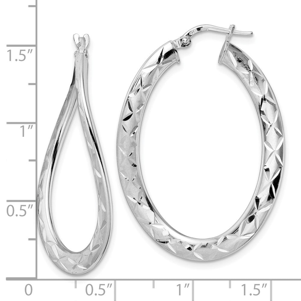 FJC Finejewelers 925 Sterling Silver d Pol and Bright Cut Curved Oval Hoop Earrings 40 x 28 mm
