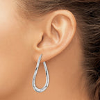 FJC Finejewelers 925 Sterling Silver d Pol and Bright Cut Curved Oval Hoop Earrings 40 x 28 mm