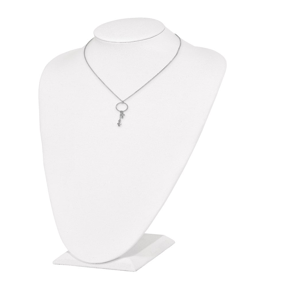 FJC Finejewelers 925 Sterling Silver Fancy  CZ Cross with 1.5 in ext. Necklace 16 Inches x 17 mm