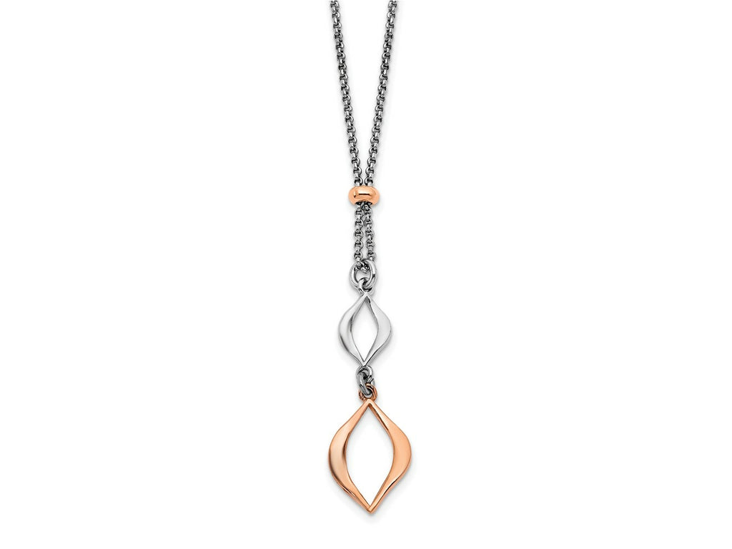 FJC Finejewelers 925 Sterling Silver Cable and Rose-tone with 1.5in ext. Necklace 15 Inches x 10 mm