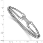 FJC Finejewelers 925 Sterling Silver Polished CZ Woven Flexible Cuff 0.9 mm
