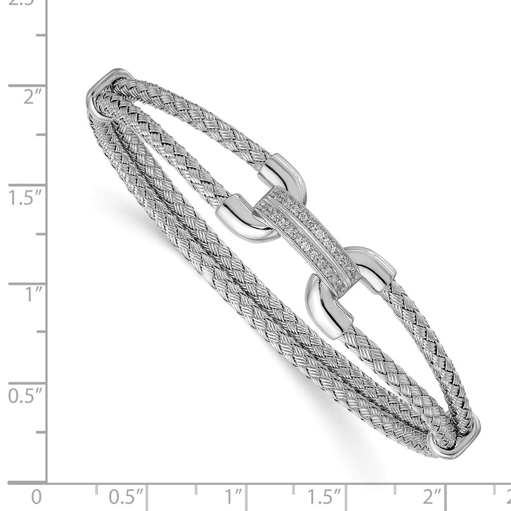 FJC Finejewelers 925 Sterling Silver Polished CZ Woven Flexible Cuff 0.9 mm