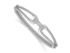 FJC Finejewelers 925 Sterling Silver Polished CZ Woven Flexible Cuff 0.9 mm