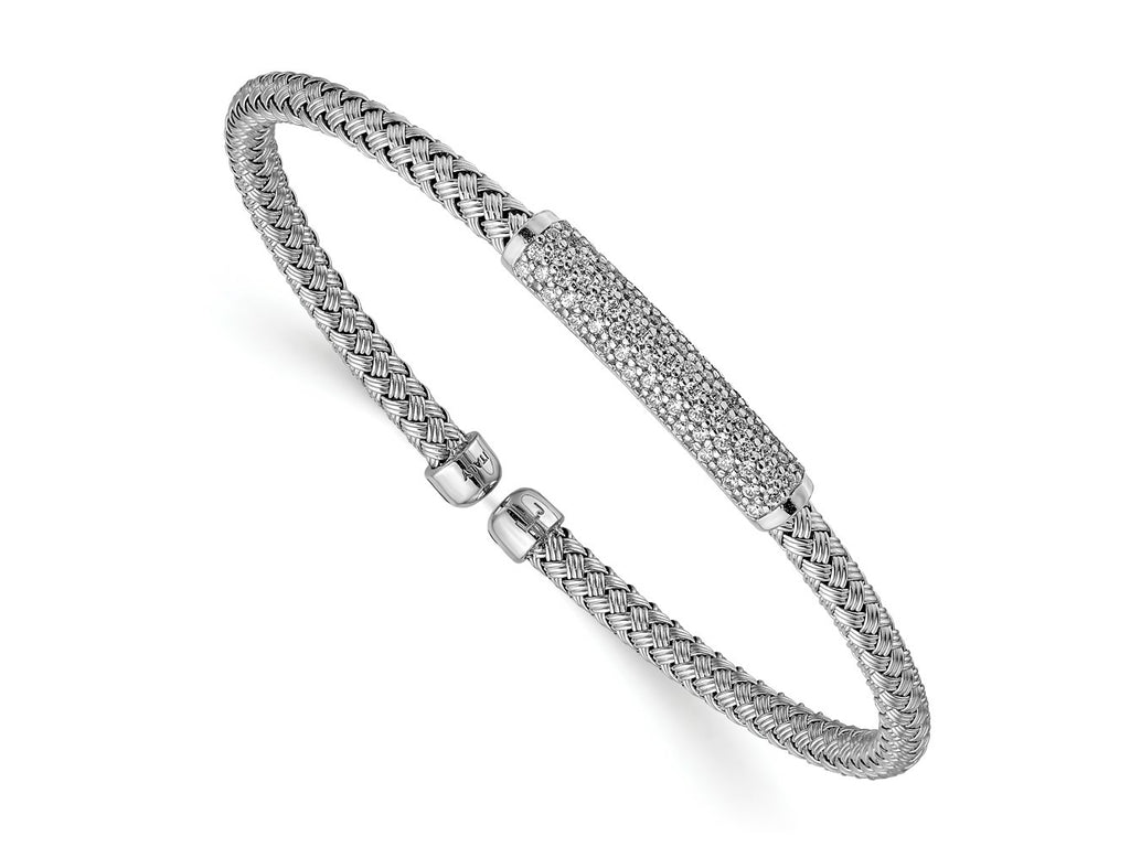 FJC Finejewelers 925 Sterling Silver Polished CZ Woven Flexible Cuff 0.67 mm