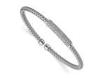 FJC Finejewelers 925 Sterling Silver Polished CZ Woven Flexible Cuff 0.67 mm
