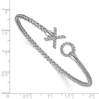 FJC Finejewelers 925 Sterling Silver Rhod-plat Polished CZ X and O Woven Flexible Cuff 3.85 mm