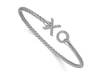 FJC Finejewelers 925 Sterling Silver Rhod-plat Polished CZ X and O Woven Flexible Cuff 3.85 mm