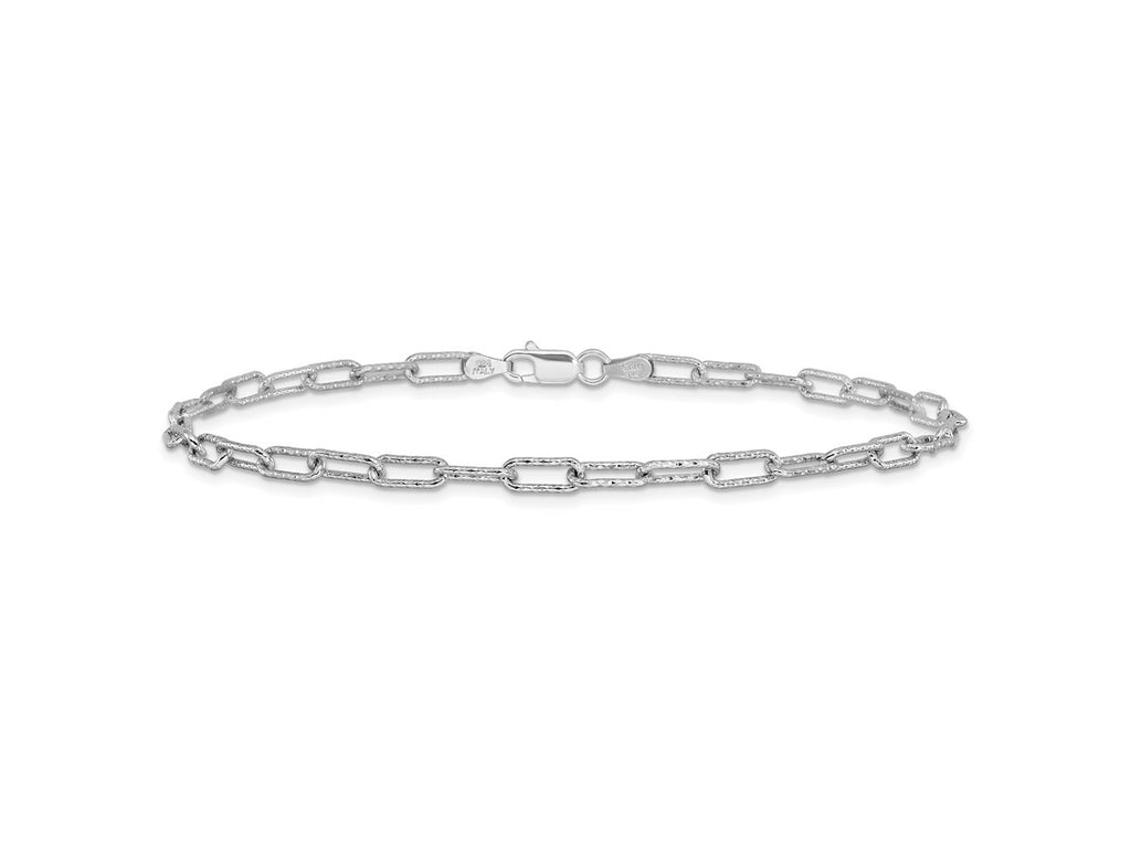 FJC Finejewelers 925 Sterling Silver Other Chain  Polished Textured Link Anklet 10 Inches x 1 mm