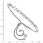FJC Finejewelers 925 Sterling Silver Box Rhodium Plated Polished Heart Bolo Bracelet 4.5 mm