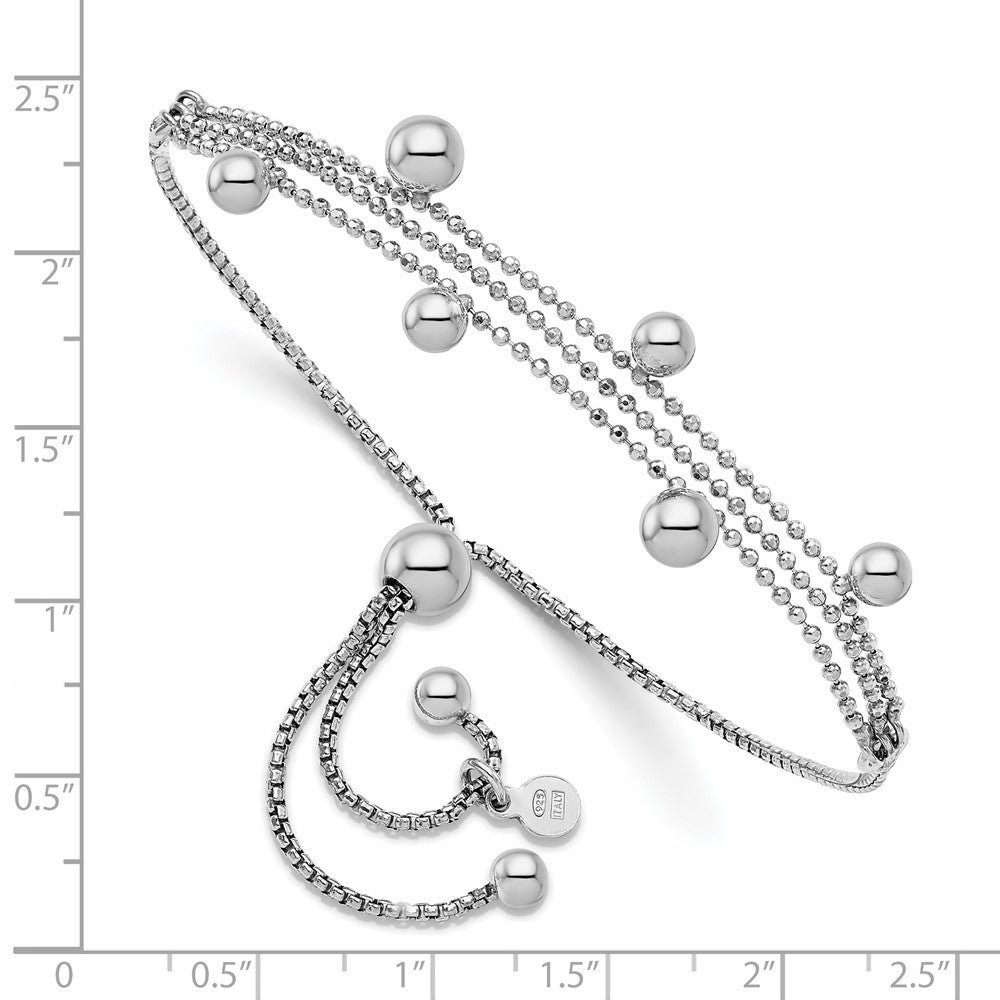 FJC Finejewelers 925 Sterling Silver Box Rhodium Plated Beaded Multi-strand Bolo Bracelet 5 mm
