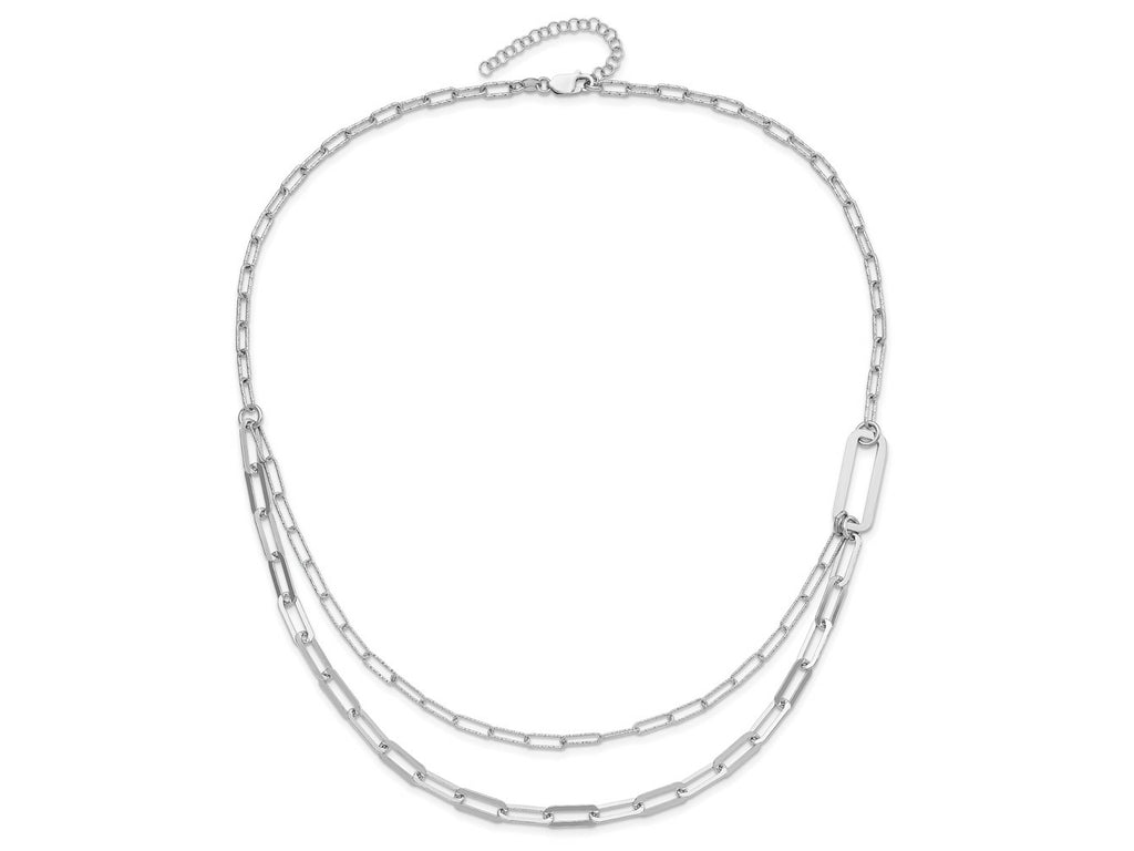 FJC Finejewelers 925 Sterling Silver Bright Cut Link  Multi-layer with 2in ext Necklace 20 Inches