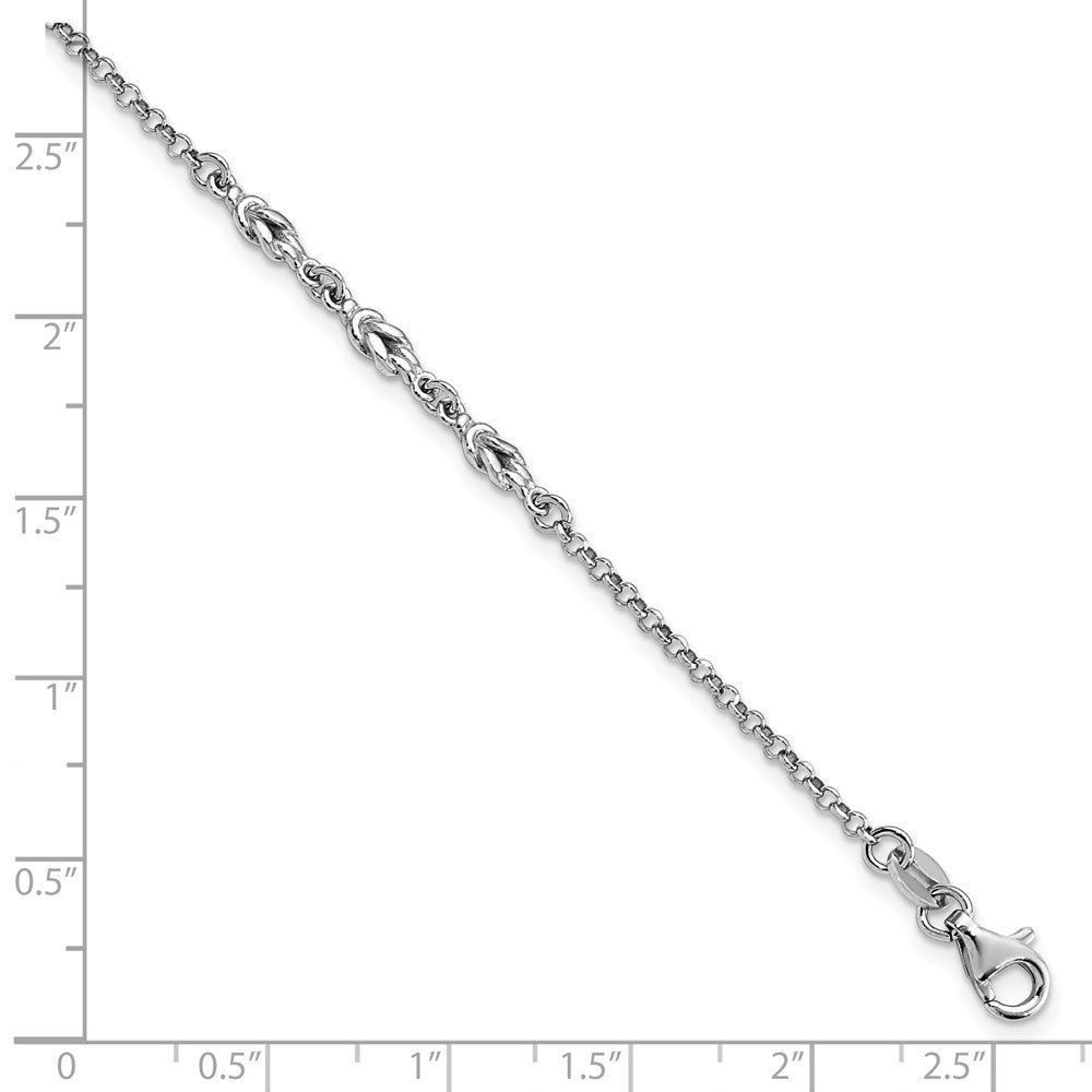 FJC Finejewelers 925 Sterling Silver Rolo Rhodium Plated with 1in ext Anklet 10 Inches x 3 mm