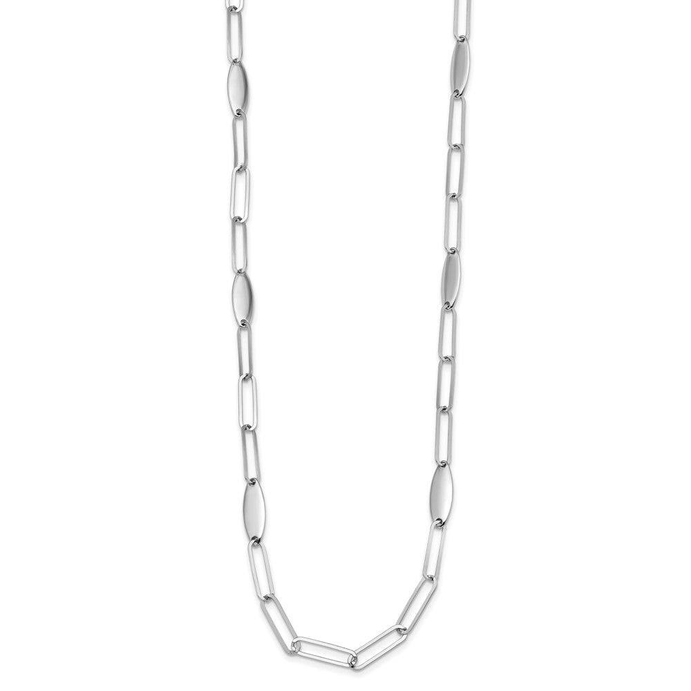 FJC Finejewelers 925 Sterling Silver Rhodium Plated Polished Flat Oval Link Necklace 24 Inches x 9 mm