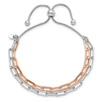 FJC Finejewelers 925 Sterling Silver Rhodium and Flash Rose-Tone 2-strand Bolo Bracelet