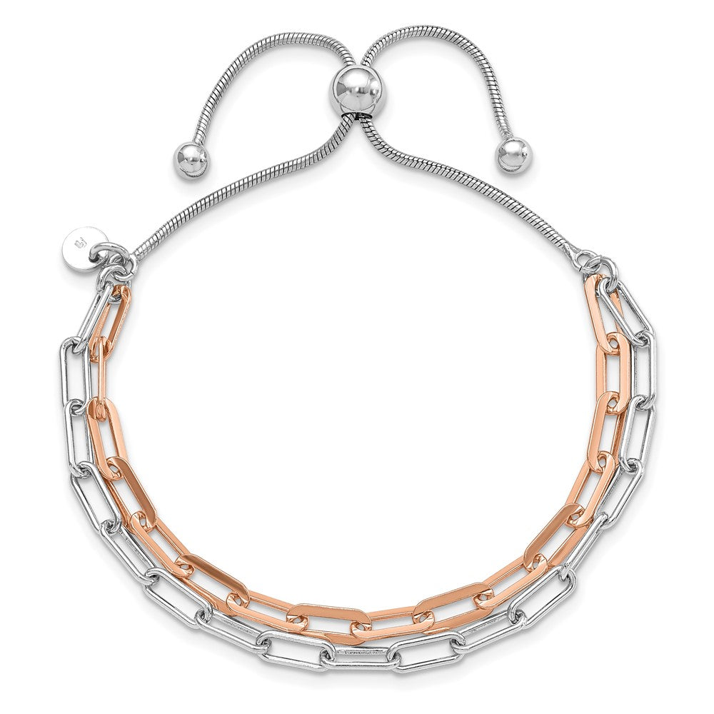 FJC Finejewelers 925 Sterling Silver Rhodium and Flash Rose-Tone 2-strand Bolo Bracelet