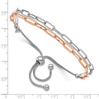 FJC Finejewelers 925 Sterling Silver Rhodium and Flash Rose-Tone 2-strand Bolo Bracelet