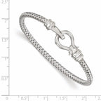 FJC Finejewelers 925 Sterling Silver Hook Rhodium Plated Bangle 7 Inches x 4 mm