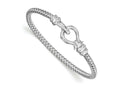 FJC Finejewelers 925 Sterling Silver Hook Rhodium Plated Bangle 7 Inches x 4 mm