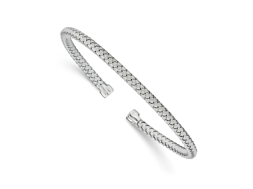 FJC Finejewelers 925 Sterling Silver Polished Woven Cuff Bangle 7 Inches x 3.5 mm