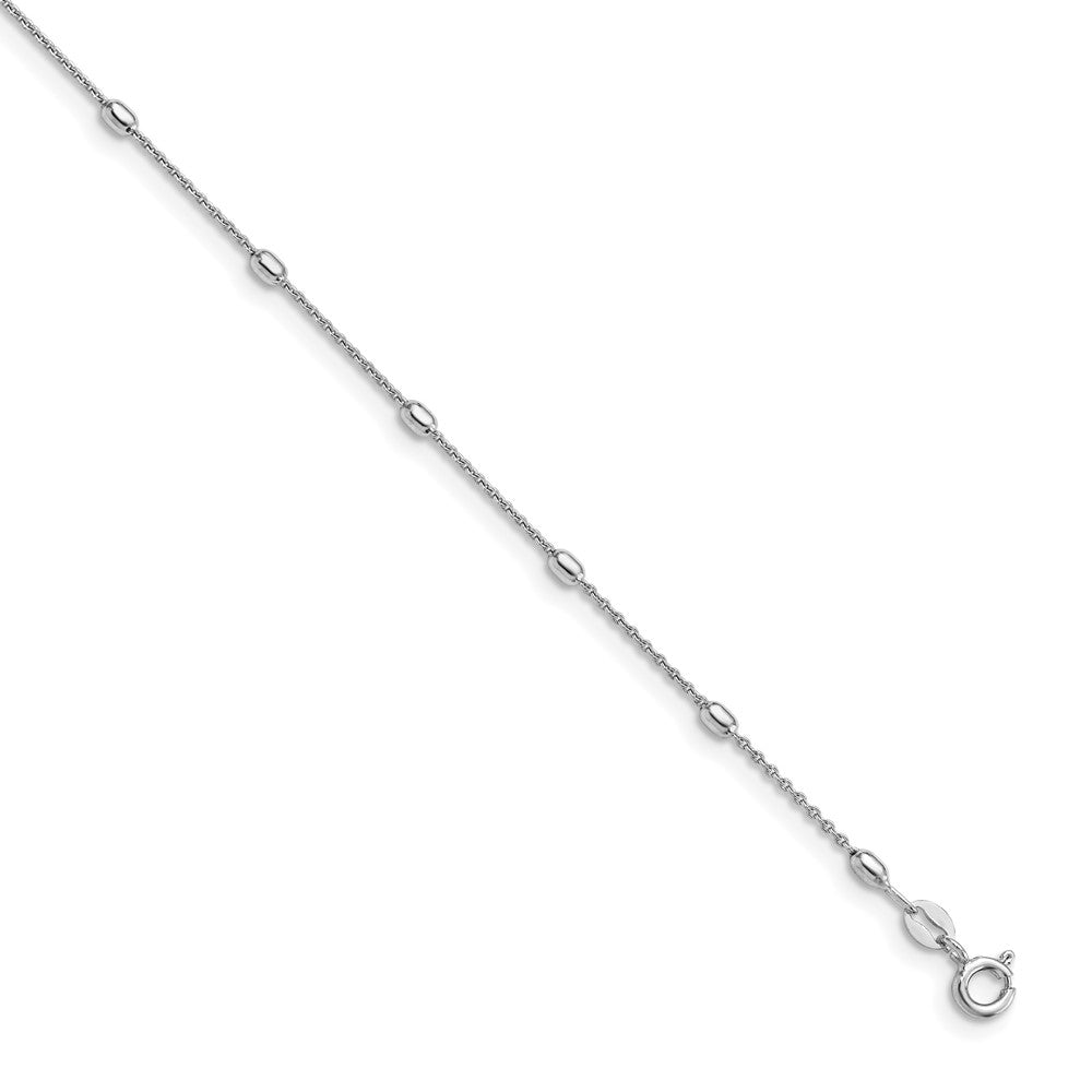 FJC Finejewelers 925 Sterling Silver Cable Polished Beaded with 1in ext. Anklet 9 Inches x 2 mm