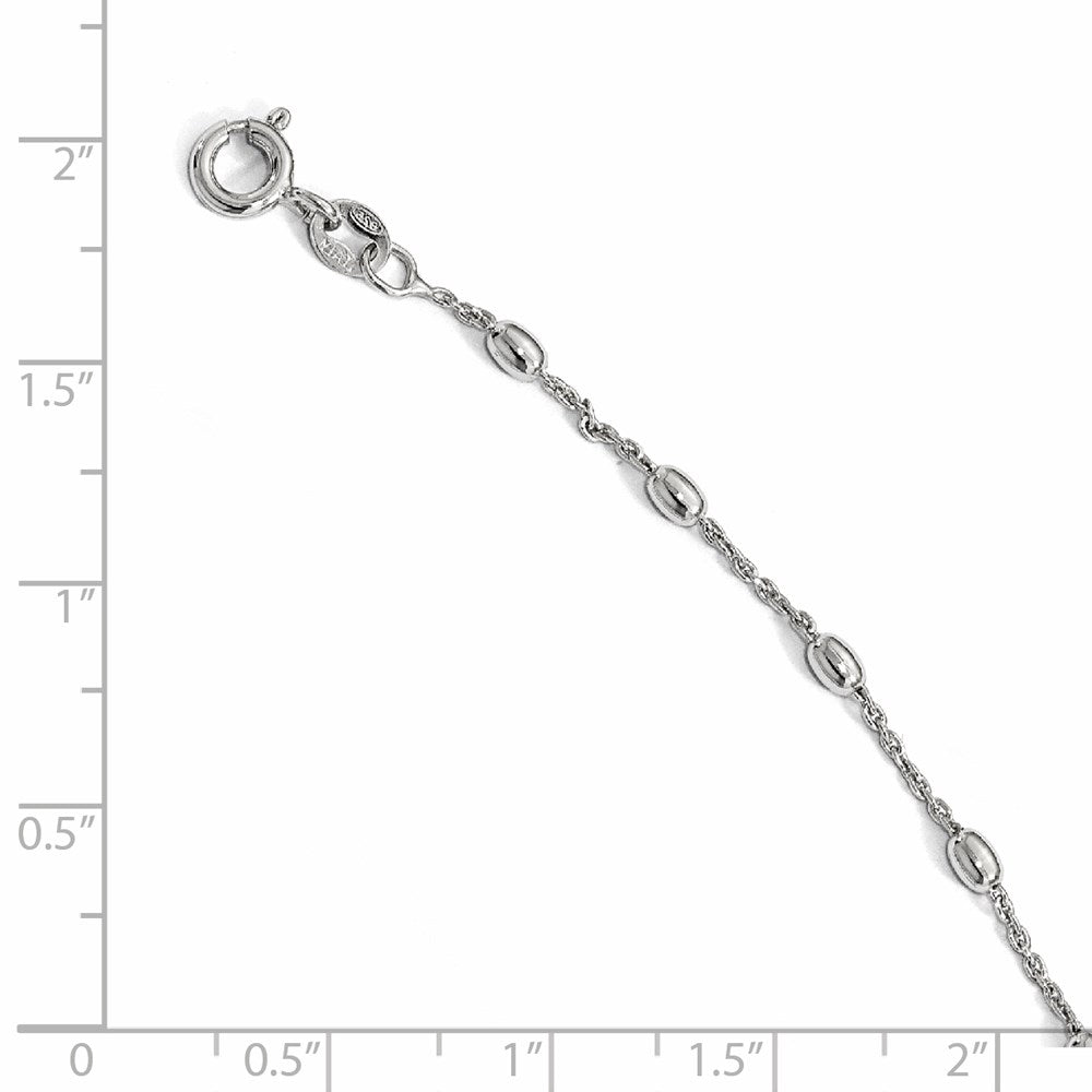 FJC Finejewelers 925 Sterling Silver Cable Polished Beaded with 1in ext. Anklet 9 Inches x 2 mm