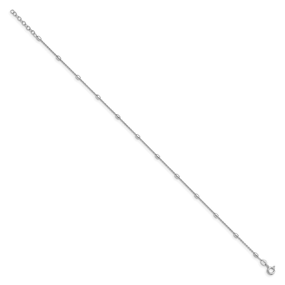 FJC Finejewelers 925 Sterling Silver Cable Polished Beaded with 1in ext. Anklet 9 Inches x 2 mm