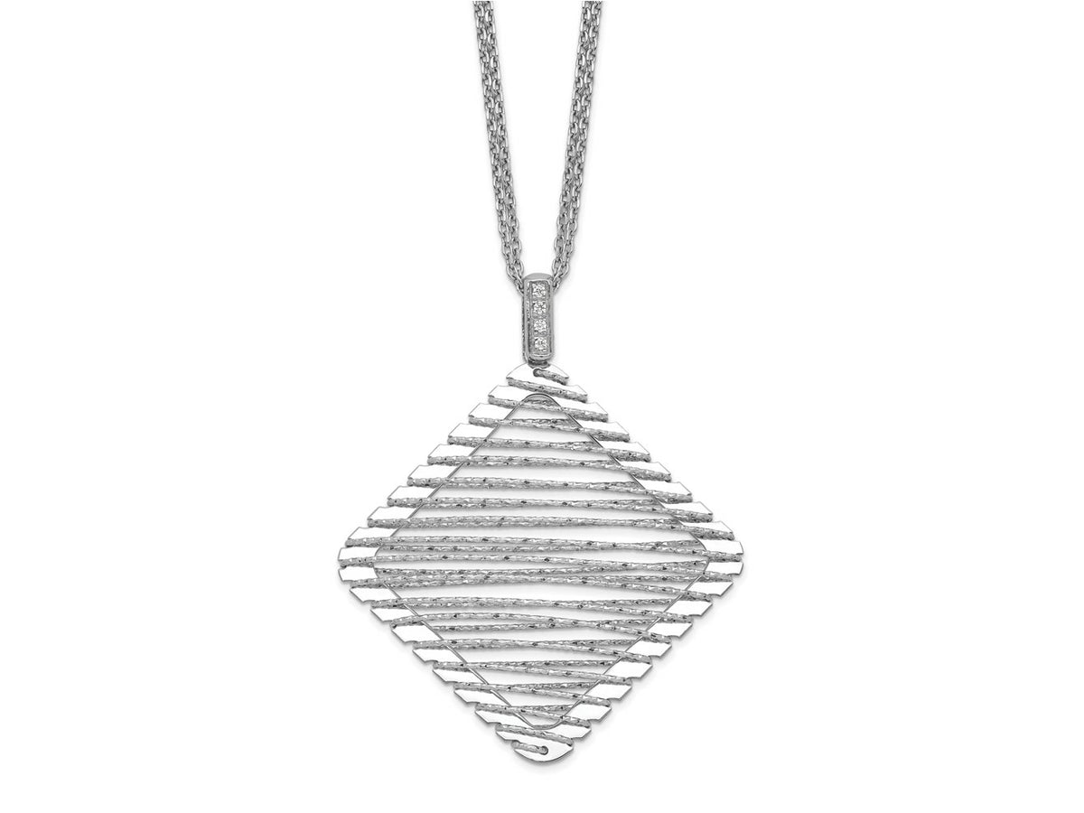 FJC Finejewelers 925 Sterling Silver Fancy Rhodium Plated CZ Necklace 38 mm
