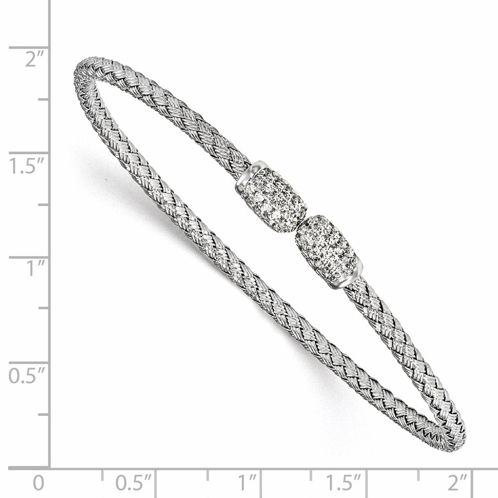 FJC Finejewelers 925 Sterling Silver Rhodium Plated CZ Woven Cuff 6.75 Inches x 2.75 mm