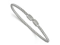 FJC Finejewelers 925 Sterling Silver Rhodium Plated CZ Woven Cuff 6.75 Inches x 2.75 mm